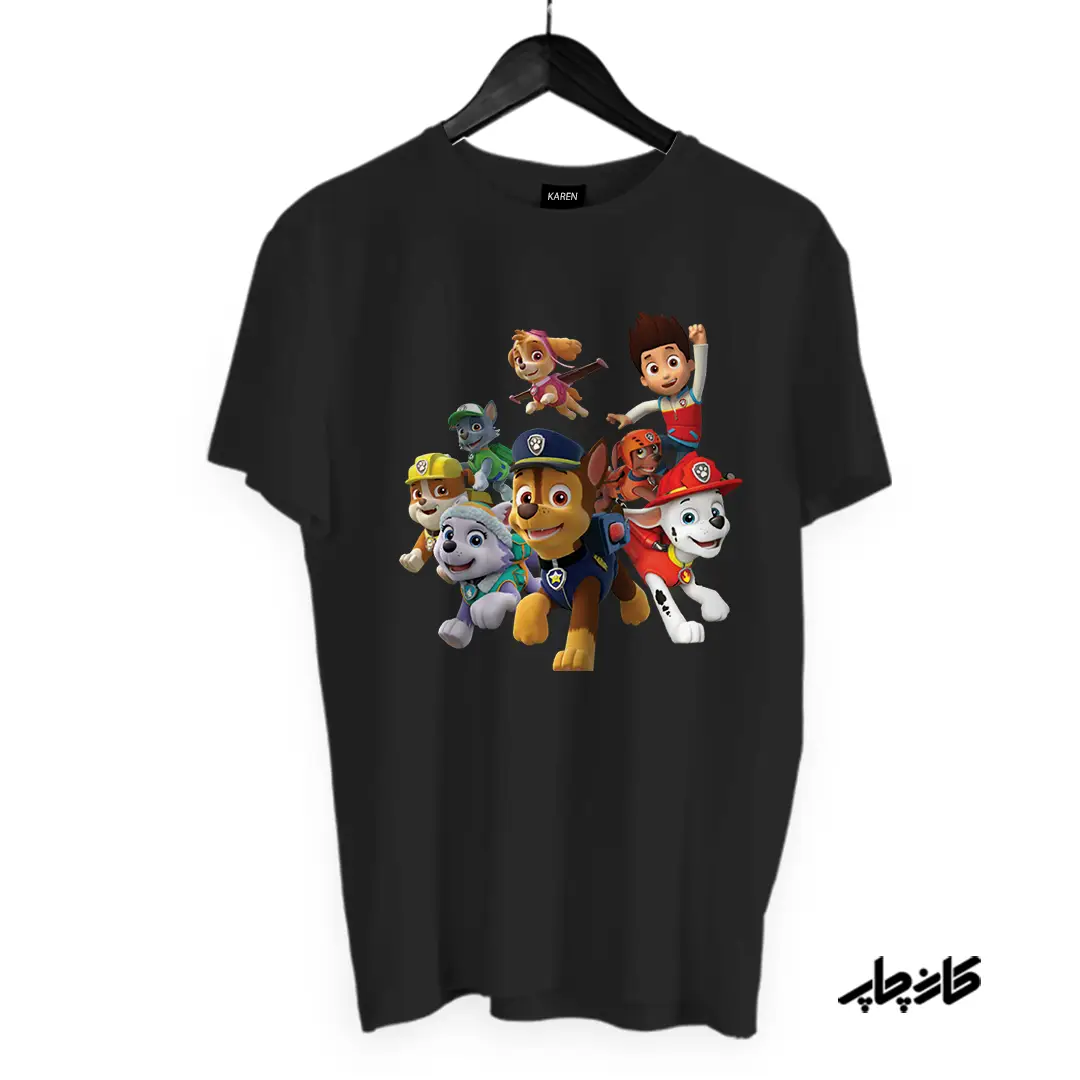 تیشرت نخ پنبه مشکی سگ های نگهبان PAW Patrol