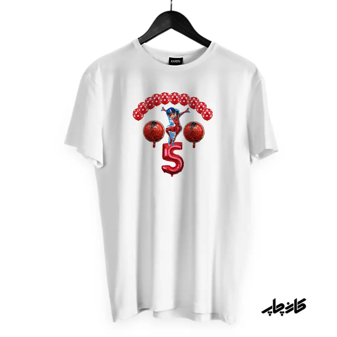 تیشرت طرح تم تولد دخترک کفشدوزکی