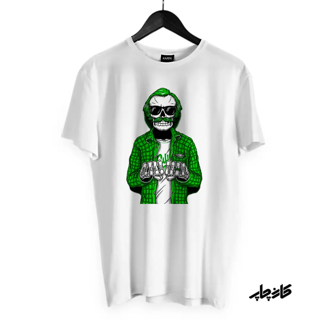 تیشرت طرح اسکلت سبز