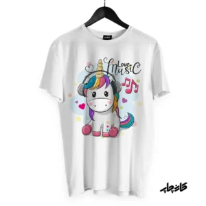 تیشرت طرح تک شاخ موزیک دوست Unicorn love music